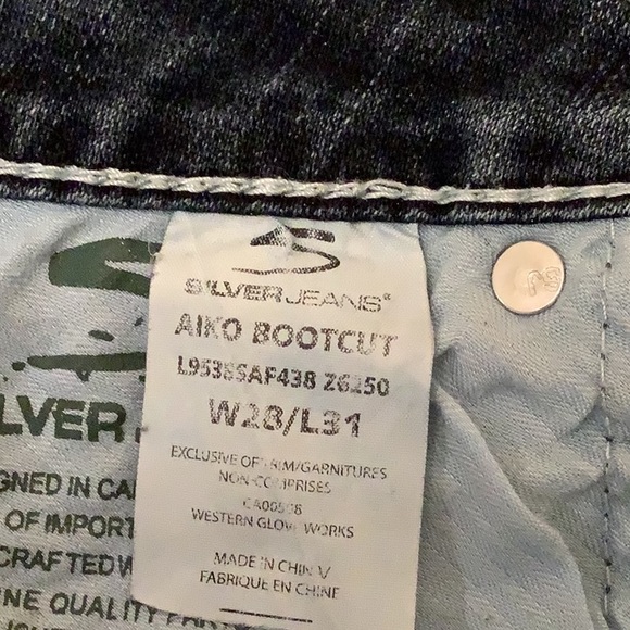 Silver Aiko Lo Rise Bootcut Jeans, 28W 31L - Picture 5 of 15